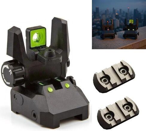 Tactical Flip Up Sights Airsoft Sight with 2 Pcs 3 Slots Mlock Rail 90 Degree flip up Front and Rear Set, Black Aluminum Alloy Iron + Nylon Construction Accessories in Kuwait