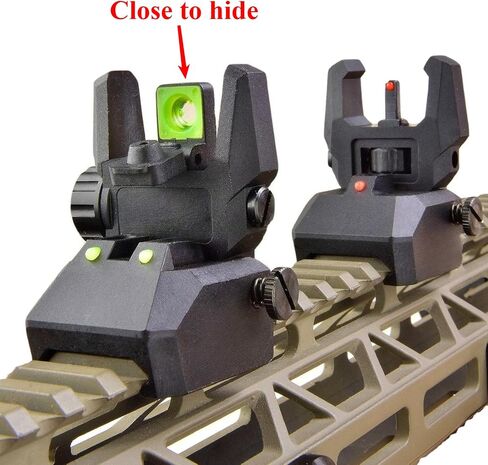 Tactical Flip Up Sights Airsoft Sight with 2 Pcs 3 Slots Mlock Rail 90 Degree flip up Front and Rear Set, Black Aluminum Alloy Iron + Nylon Construction Accessories in Kuwait