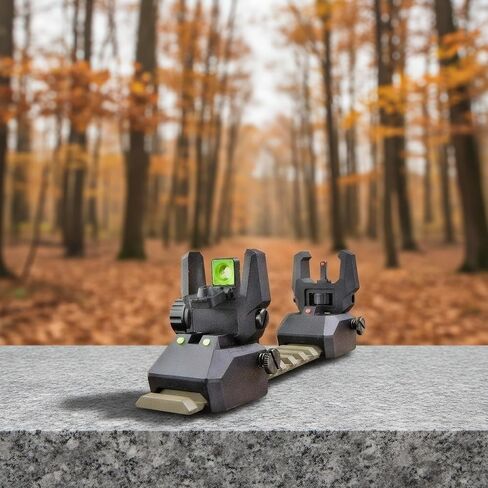 Tactical Flip Up Sights Airsoft Sight with 2 Pcs 3 Slots Mlock Rail 90 Degree flip up Front and Rear Set, Black Aluminum Alloy Iron + Nylon Construction Accessories in Kuwait
