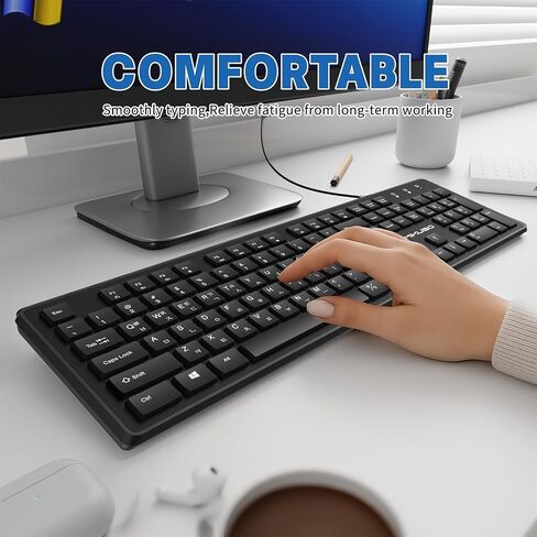 Korean&English Keyboard USB Wired - 104 Keys Full-Size Laser-Etched Letter in Kuwait