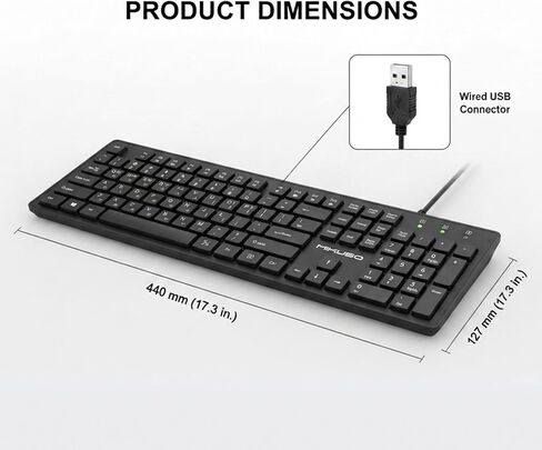 Korean&English Keyboard USB Wired - 104 Keys Full-Size Laser-Etched Letter in Kuwait