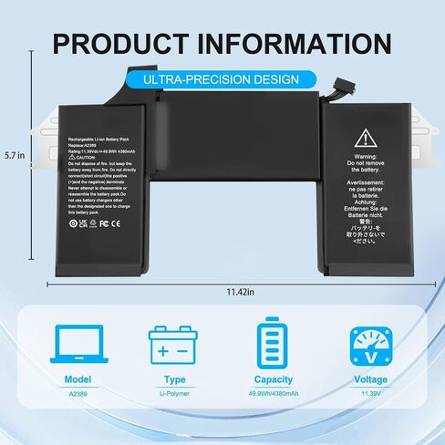 A2389 A2337 Laptop Battery Replacement for MacBook Air 13 Inch A2337 M1 2020 MGN53LL/A MGN63LL/A MGN73LL/A MGN83LL/A MGN93LL/A MGNA3LL/A MGND3LL/A MGNE3LL/A MVH22LL/A in Kuwait