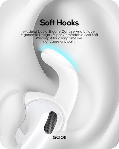 Gcioii 4 Pairs for AirPods 4 Ear Tips Hooks Anti-Slip, Small+Large in Kuwait