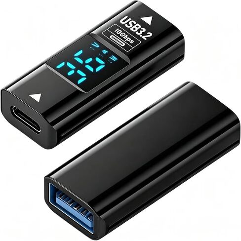 2PCS USB to USB C Converter Type C Expander with Digital LED Display in Saudi Arabia