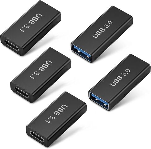 USB 3.0 Female to Female Adapter 2 Pack and USB-A to USB-C Adapter 3 Pack 10Gbps USB 3.1 Bi-Directional USB Extension Connector for Data Sync and Fast Charging in Saudi Arabia