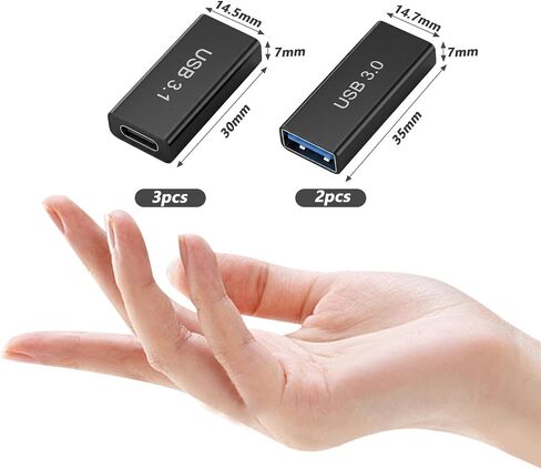 USB 3.0 Female to Female Adapter 2 Pack and USB-A to USB-C Adapter 3 Pack 10Gbps USB 3.1 Bi-Directional USB Extension Connector for Data Sync and Fast Charging in Saudi Arabia