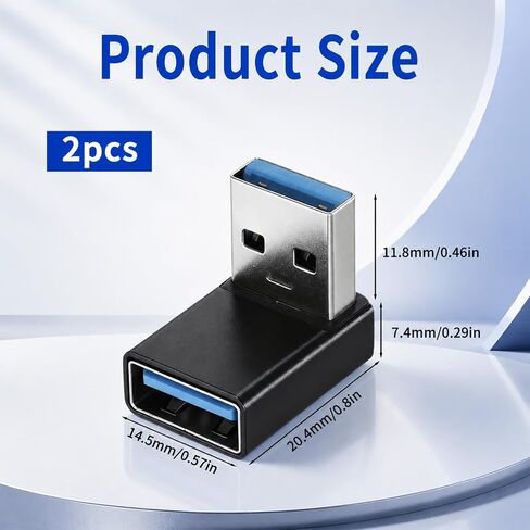 2pcs 90 Degree USB 3.0 Adapter, USB A Male to Female Converter Extender in Saudi Arabia