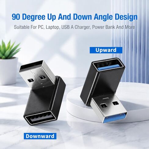2pcs 90 Degree USB 3.0 Adapter, USB A Male to Female Converter Extender in Saudi Arabia