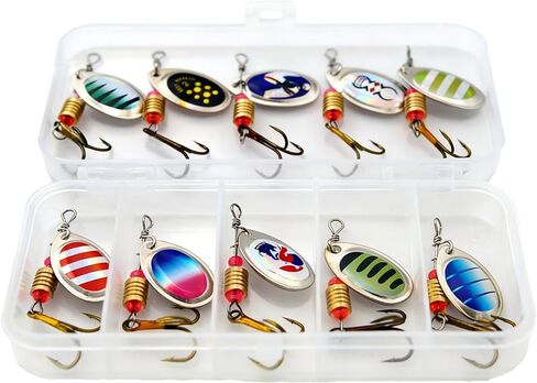Inline Spinner Baits & Spoon Lures Kit, Fishing Tackle Box in Saudi Arabia