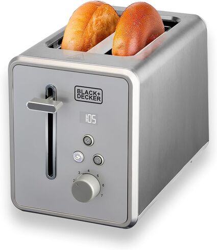 BLACK+DECKER Rapid Toast 2-Slice Digital Toaster, 7 Shades, Stainless Steel in Saudi Arabia