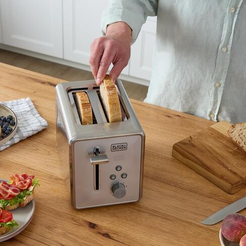 BLACK+DECKER Rapid Toast 2-Slice Digital Toaster, 7 Shades, Stainless Steel in Saudi Arabia