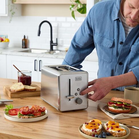 BLACK+DECKER Rapid Toast 2-Slice Digital Toaster, 7 Shades, Stainless Steel in Saudi Arabia