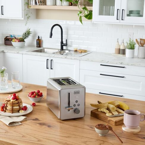 BLACK+DECKER Rapid Toast 2-Slice Digital Toaster, 7 Shades, Stainless Steel in Saudi Arabia