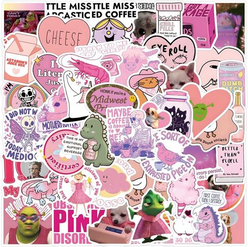 110 PCS Pink Funny Stickers for Adults, Meme Stickers for Women Teens, Waterproof Vinyl Sticker for Wate in Saudi Arabia