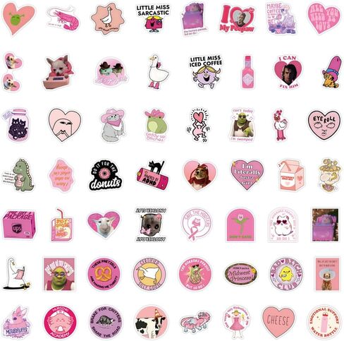 110 PCS Pink Funny Stickers for Adults, Meme Stickers for Women Teens, Waterproof Vinyl Sticker for Wate in Saudi Arabia