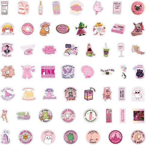 110 PCS Pink Funny Stickers for Adults, Meme Stickers for Women Teens, Waterproof Vinyl Sticker for Wate in Saudi Arabia