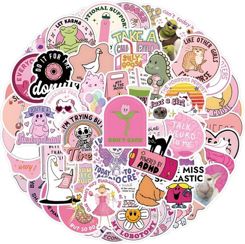 110 PCS Pink Funny Stickers for Adults, Meme Stickers for Women Teens, Waterproof Vinyl Sticker for Wate in Saudi Arabia