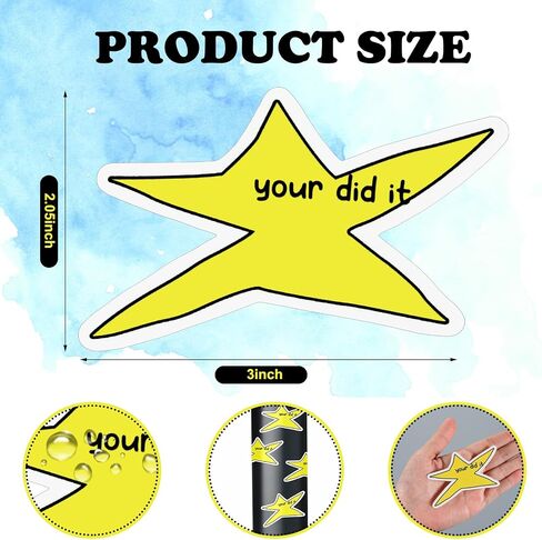 Watersay 200 Pcs Your Did It Star Meme Sticker Bulk Funny Gold Star Decal in Saudi Arabia