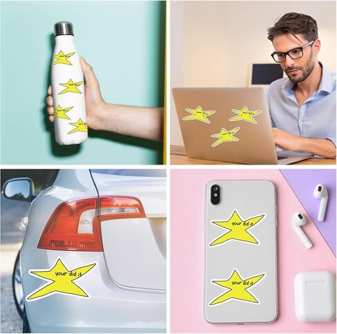Watersay 200 Pcs Your Did It Star Meme Sticker Bulk Funny Gold Star Decal in Saudi Arabia