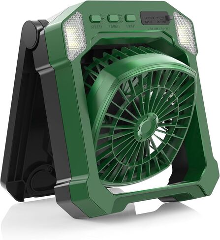 Camping Fan Battery Powered & Solar Powered, Portable Solar Fan 10000mAh Rechargeable Outdoor Fans with Light, Quiet Cordless Fans for Tent, RV, Emergency, Hiking, Power Outage, Desk, Survival Kit in Saudi Arabia