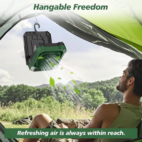 Camping Fan Battery Powered & Solar Powered, Portable Solar Fan 10000mAh Rechargeable Outdoor Fans with Light, Quiet Cordless Fans for Tent, RV, Emergency, Hiking, Power Outage, Desk, Survival Kit in Saudi Arabia