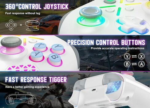 Nonbliep RGB Wireless for Xbox Controller, Compatible with Xbox Series X|S, Xbox One & Windows 10/11, Gaming Controller with Hall Trigger, Turbo, Macro, 3.5mm Audio Jack, Dual Vibration White in Saudi Arabia