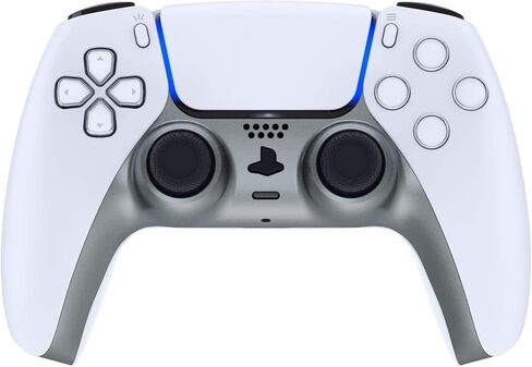 eXtremeRate Metallic Steel Gray Decorative Trim Shell Compatible with p s 5 Controller, DIY Replacement Clip Shell, Custom Plates Cover Compatible with p s 5 Controller with Accent Rings in Saudi Arabia