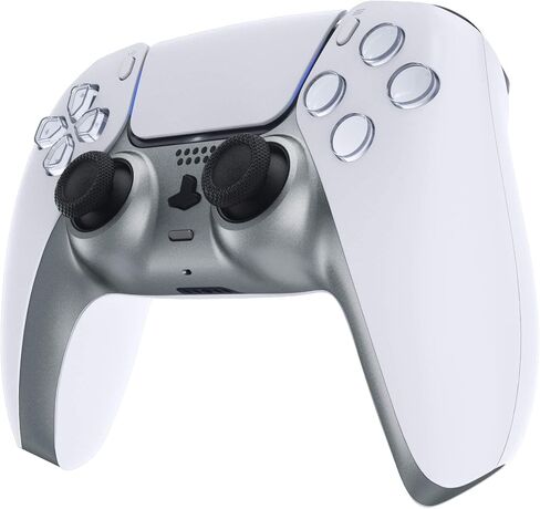 eXtremeRate Metallic Steel Gray Decorative Trim Shell Compatible with p s 5 Controller, DIY Replacement Clip Shell, Custom Plates Cover Compatible with p s 5 Controller with Accent Rings in Saudi Arabia