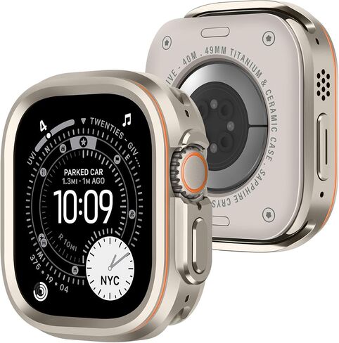 Amizee Metal Case Compatible with Apple Watch Ultra 3/2/1 Case 49mm, Rugged Protective Bumper with Back Cover Resistant Protection Cover for iWatch Ultra 49mm, Graphite/Orange in Kuwait