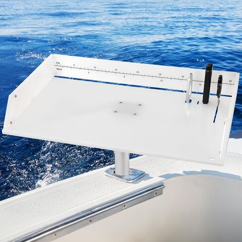 Marine Boat Cutting Board with Rod Holder, 20" Bait Table/Fillet Station, Knife Slot, Plier Storage, Fish Scale, UV Stabilized PP in Kuwait