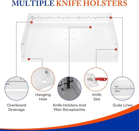 Marine Boat Cutting Board with Rod Holder, 20" Bait Table/Fillet Station, Knife Slot, Plier Storage, Fish Scale, UV Stabilized PP in Kuwait