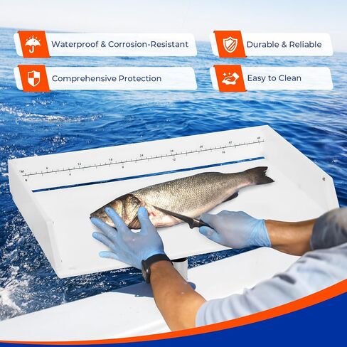 Marine Boat Cutting Board with Rod Holder, 20" Bait Table/Fillet Station, Knife Slot, Plier Storage, Fish Scale, UV Stabilized PP in Kuwait