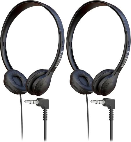 1 Pack Wired On-Ear Leather Headphones with 3.5mm Connector, Black in Kuwait