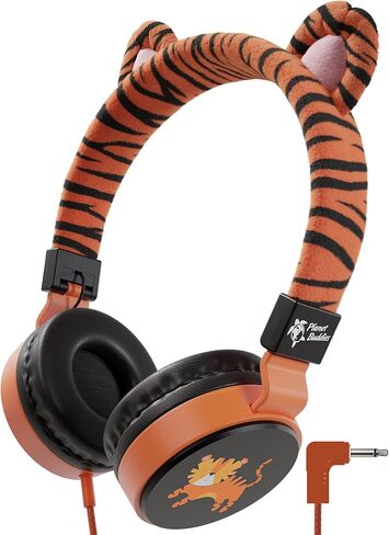 Planet Buddies Kids Tiger Wired Headphones with Cord, Safe Volume for Kids in Kuwait