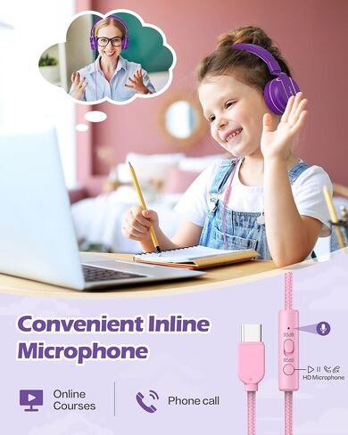 AILIHEN Upgrated USB C Headphones for Kids with Mic, Volume Limit 85dB/94dB in Kuwait