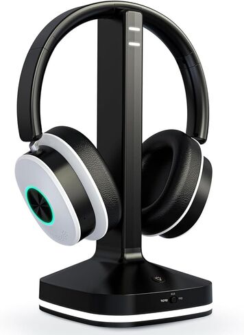 Earbay Wireless Headphones for TV, TV Headphones, Headphone for TV with Transmitter & Charging Base, No Delay Over Ear Headset for Seniors, 3 Audio Modes, Ideal Gifts for Parents, Black & White in Kuwait