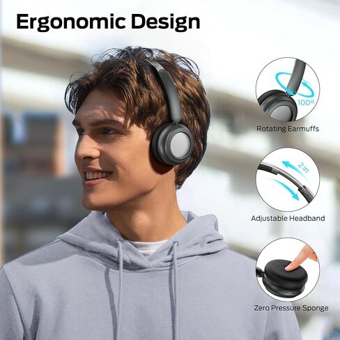 Oraolo N-Tune MINI 01 Wireless On-Ear Headphones, Bluetooth 6.0 Wireless Audio Gear, 50-Hour Continuous Playback, Ergonomic & Lightweight Construction, Hands-Free Telephony (Black) in Kuwait