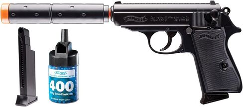 Elite Force Walther PPK/S 6mm BB Pistol Airsoft Gun Operative Kit - Includes 400 BBS and Extra Mag, Black in Kuwait
