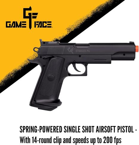 Game Face Warrior Protection Spring-Powered Airsoft Rifle and Pistol Kit with Holster and 1000 BBS - Earth/Black in Kuwait