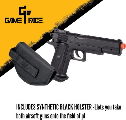Game Face Warrior Protection Spring-Powered Airsoft Rifle and Pistol Kit with Holster and 1000 BBS - Earth/Black in Kuwait