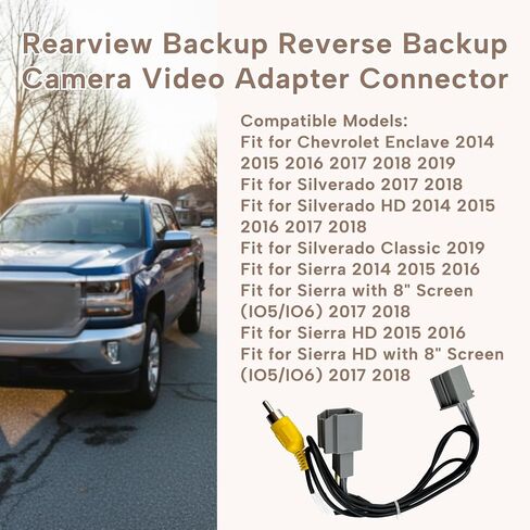 Rearview Backup Camera Video Adapter Connector Harness Fit for Chevrolet Silverado Fit for GMC Sierra 2014 2015 2016 2017 2018 2019 Backup Reverse Camera Wiring Cable 12-PIN in Kuwait