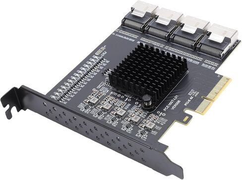 Cosiki PCIe to 4 Port Mini SAS SFF 8087 Adapter, 16 Port SA TA 3.0 Expansion Card, Mini SAS Host Adapter with Hot Swapping & NCQ Support, Ideal for 10, 11, 2003 & Systems in Kuwait
