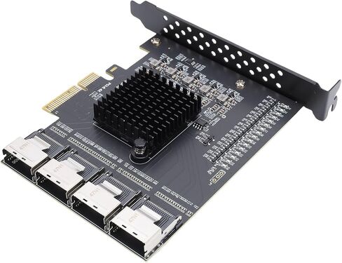 Cosiki PCIe to 4 Port Mini SAS SFF 8087 Adapter, 16 Port SA TA 3.0 Expansion Card, Mini SAS Host Adapter with Hot Swapping & NCQ Support, Ideal for 10, 11, 2003 & Systems in Kuwait