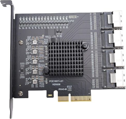 Cosiki PCIe to 4 Port Mini SAS SFF 8087 Adapter, 16 Port SA TA 3.0 Expansion Card, Mini SAS Host Adapter with Hot Swapping & NCQ Support, Ideal for 10, 11, 2003 & Systems in Kuwait
