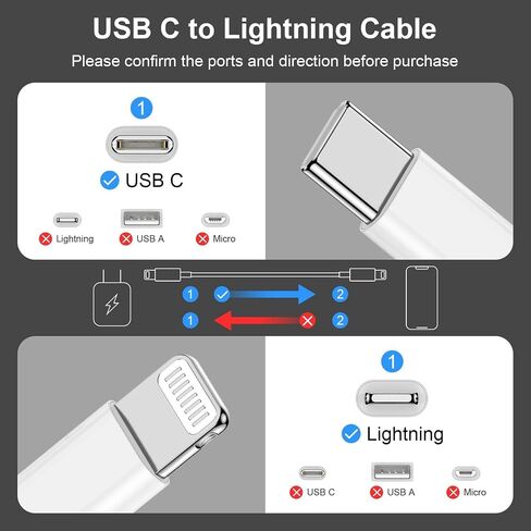 USB C to Lightning Cable, Apple Carplay Cable 3FT Car iPhone Charger in Kuwait