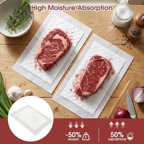 500 Pcs Meat Absorbent Pads 7.1 x 3.94 Inch, White Bulk Soaker Pad for Vacuum Sealer Bags for Meat Trays, Poultry & Fish in Saudi Arabia