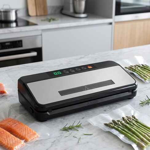 Vacuum Sealer Machine, Food Vacuum Sealer with Visual Window – See-Through Design for Easy Bag Alignment, Automatic Food Sealer with Built-in Bag Storage & Cutter, Dry & Moist Food Modes in Kuwait