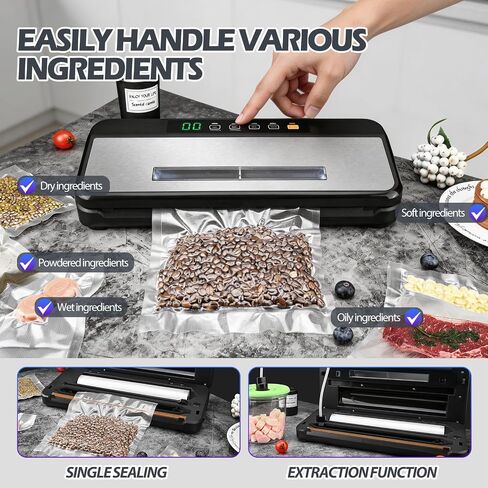 Vacuum Sealer Machine, Food Vacuum Sealer with Visual Window – See-Through Design for Easy Bag Alignment, Automatic Food Sealer with Built-in Bag Storage & Cutter, Dry & Moist Food Modes in Kuwait