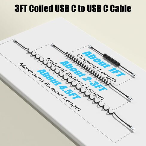 Quickeep Coiled USB C to USB C Cable 3FT 2Pack, USB C Charger Cable for Car in Kuwait
