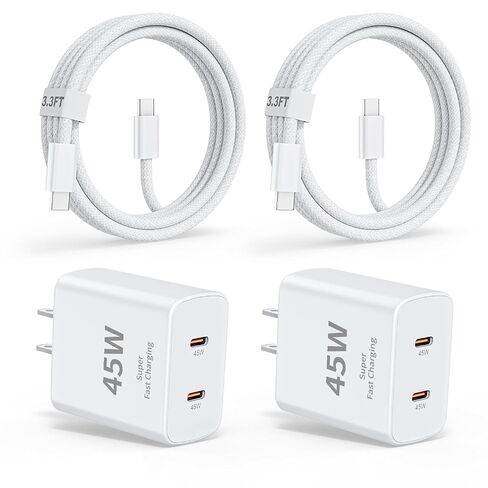 iPhone 17 16 15 Charger, 2Pack PD Dual USB C Charger Block Fast Charging Wall Charger Plug with 10FT Long USB C to C Charger Cord Woven Cable for Apple iPhone 17/16 Pro Max/16 Pro/16/15 ProMax/15/iPad in Kuwait